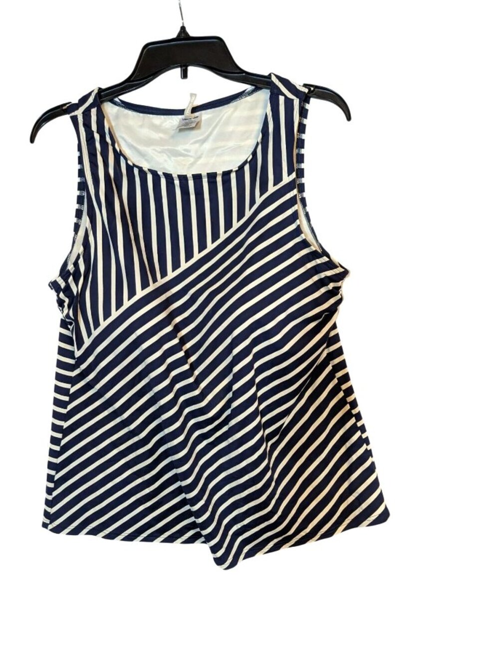 Lands End Womens Stripe Tankini Top Navy & White 16W